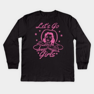 Lets Go Girls Retro Cowgirl Pink Kids Long Sleeve T-Shirt